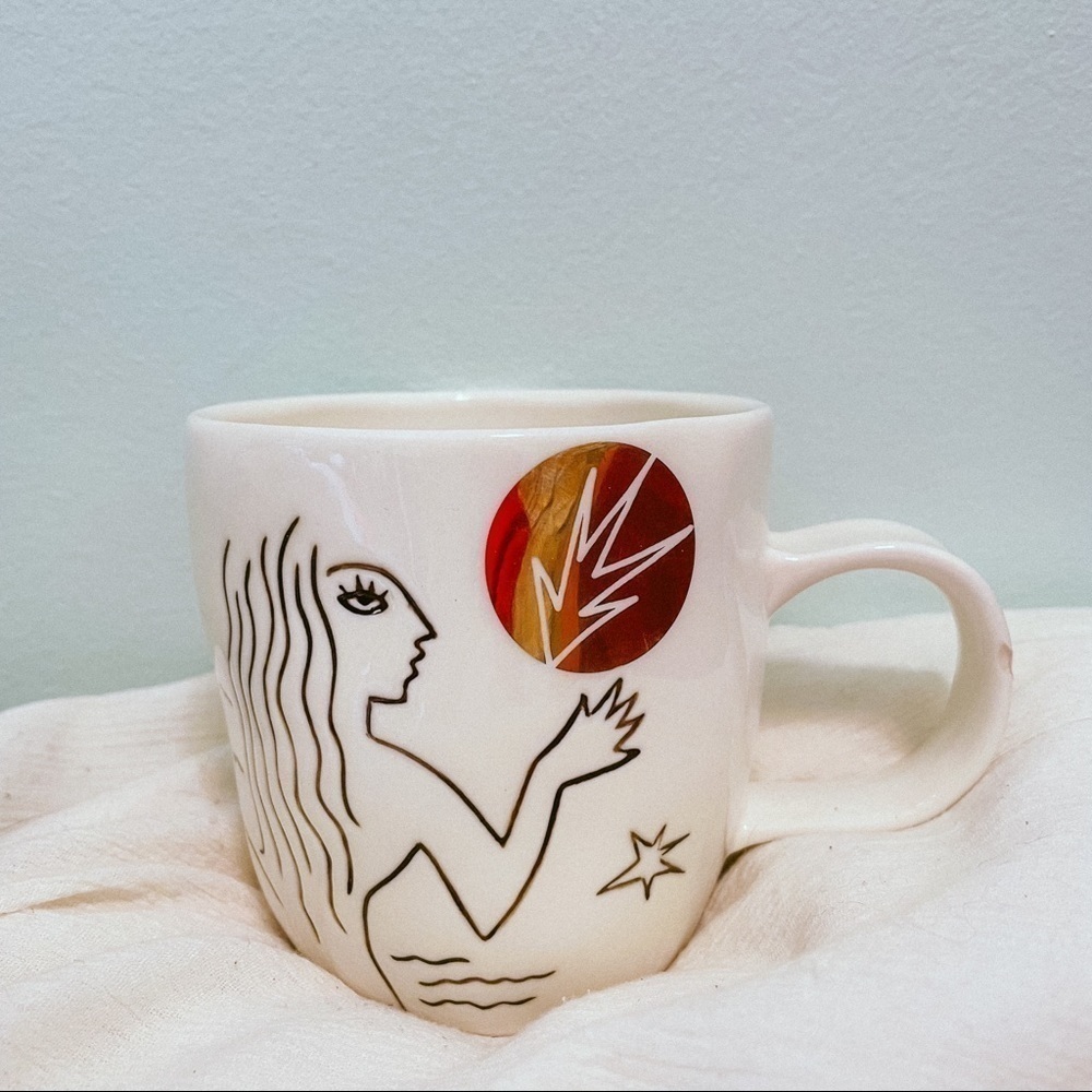 STARBUCKS 2013 Anniversary Siren Mug white and gold
